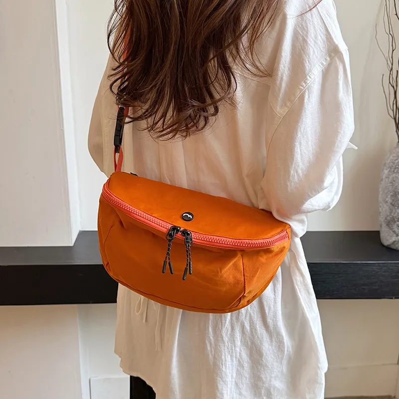 OUZIHUANG Nylon Fabric Shoulder Bag Crossbody Bag Unisex Black/Orange/Green/Khaki/Gray-36