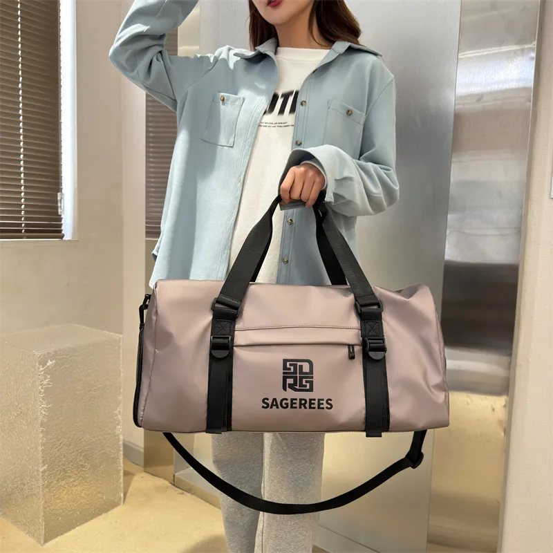 OUZIHUANG Nylon Travel Bag Unisex Pink/Silver/Jasper/Black-14