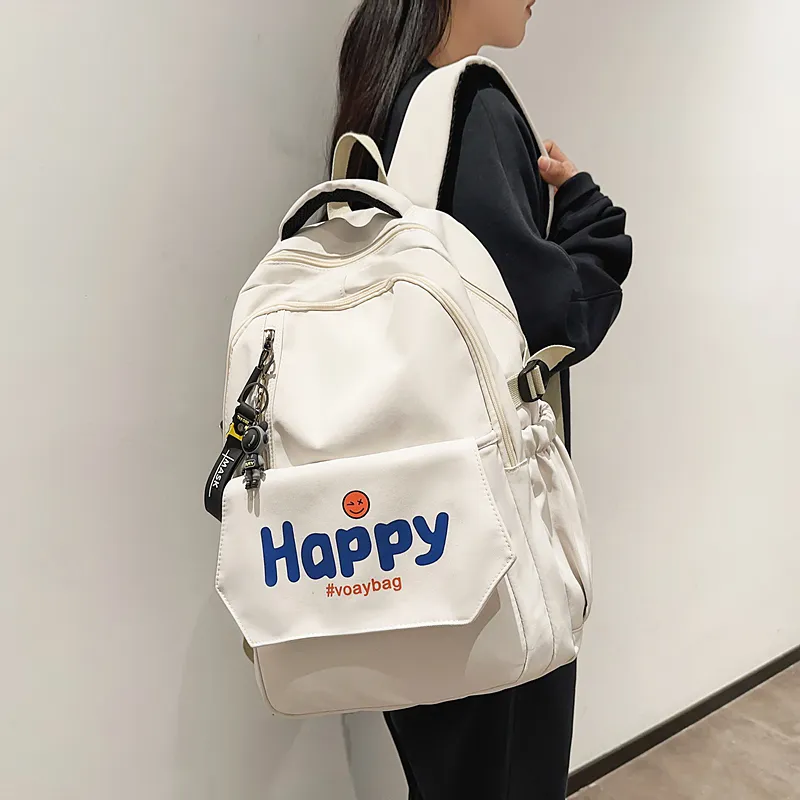 OUZIHUANG Nylon Backpack Unisex Black/White/Red/Blue/Khaki-9