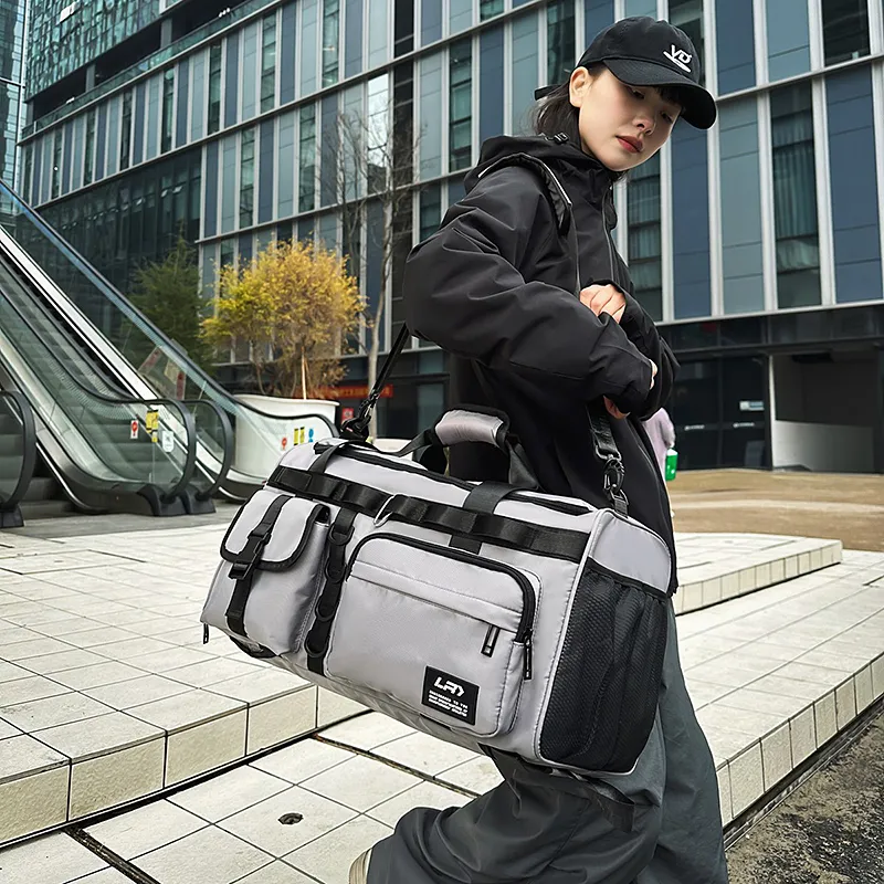OUZIHUANG Nylon Travel Bag Unisex Black/Gray/Green-8
