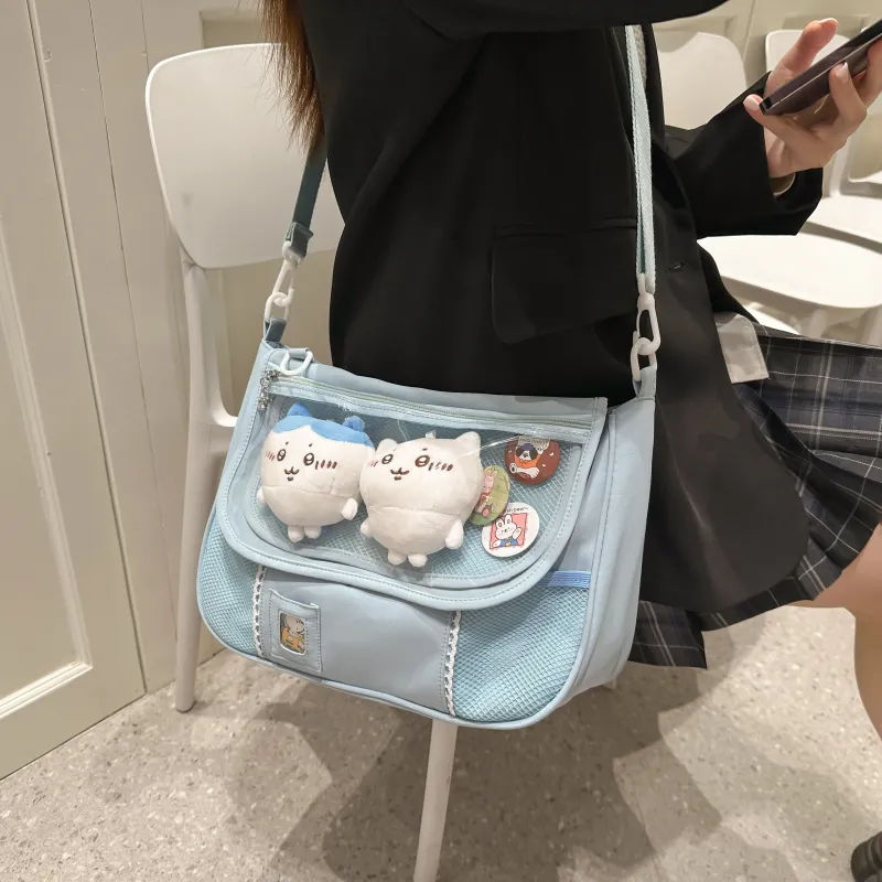OUZIHUANG Nylon With PVC Shoulder Bag Regular Women's Multicolor-9
