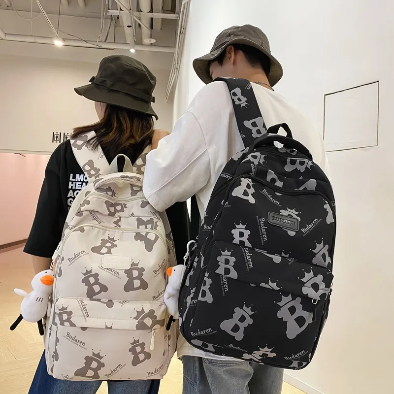 Deli Bear Nylon Backpack Regular Unisex Ecru/Gray/Black/Blue/Pink-4