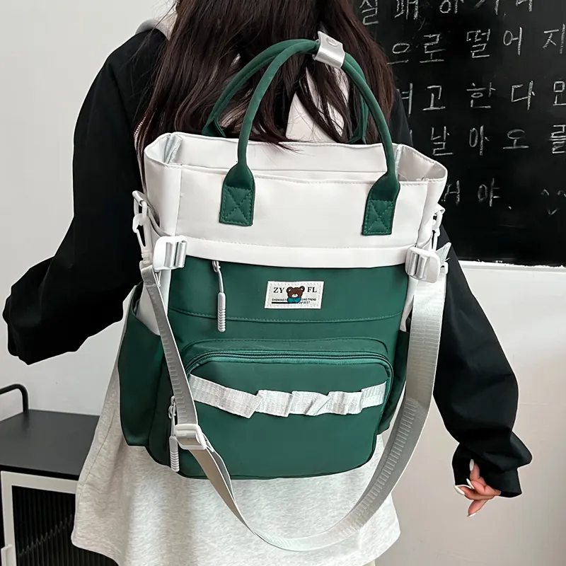 Deli Bear Canvas Canvas Bag Backpack Regular Unisex Green/Blue/Orange/Khaki/Black/Purple-7