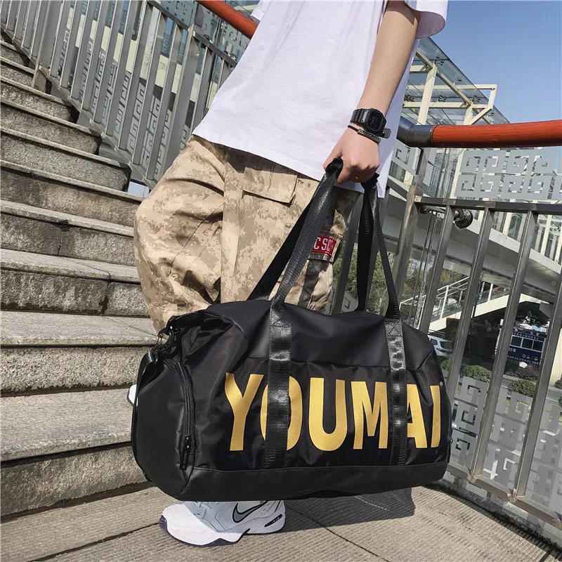 HCXK Nylon Gym Bag Medium Size Unisex Black/Yellow/Khaki/Pink/Purple-5