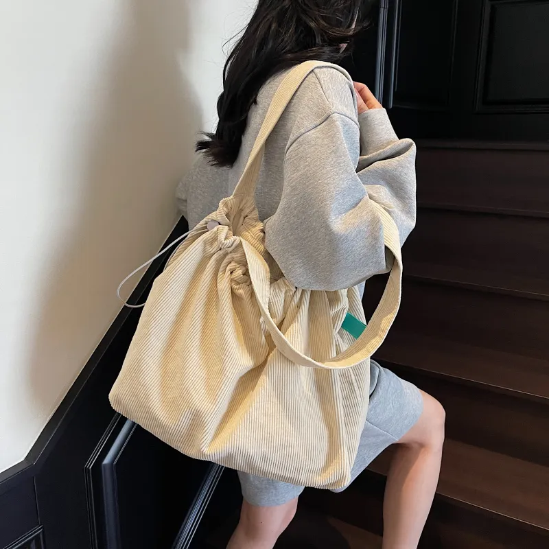 OUZIHUANG Corduroy Tote Bag Shoulder Bag Women's Multicolor-9