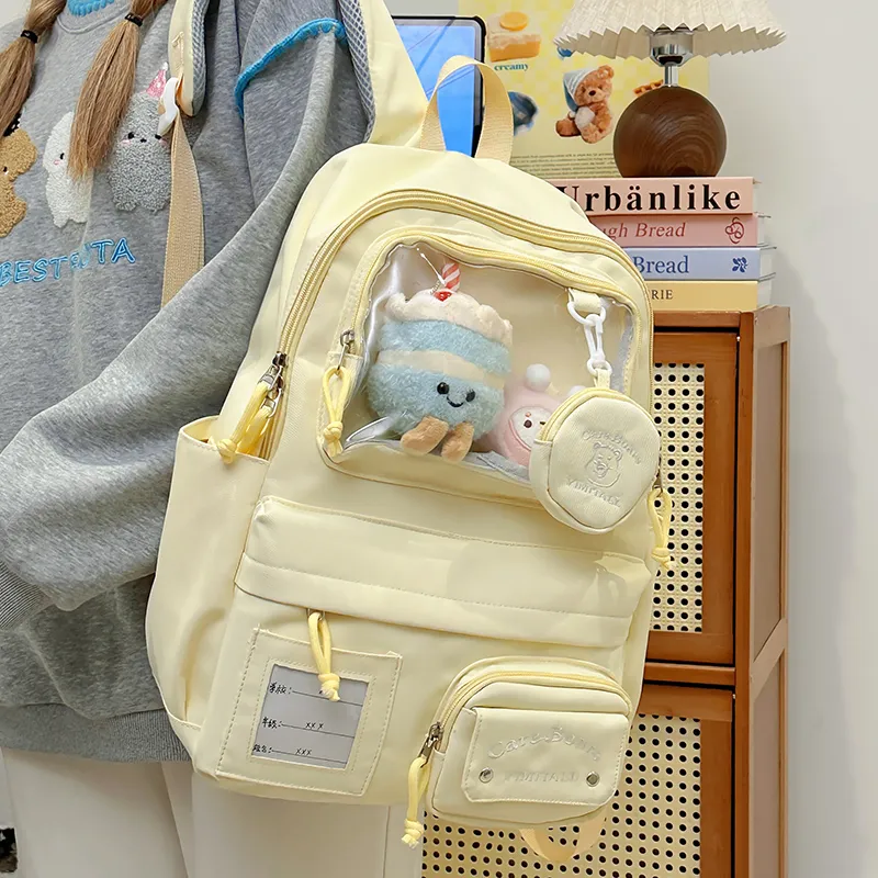 Deli Bear Nylon Backpack Women's White/Blue/Black/Yellow/Purple-13