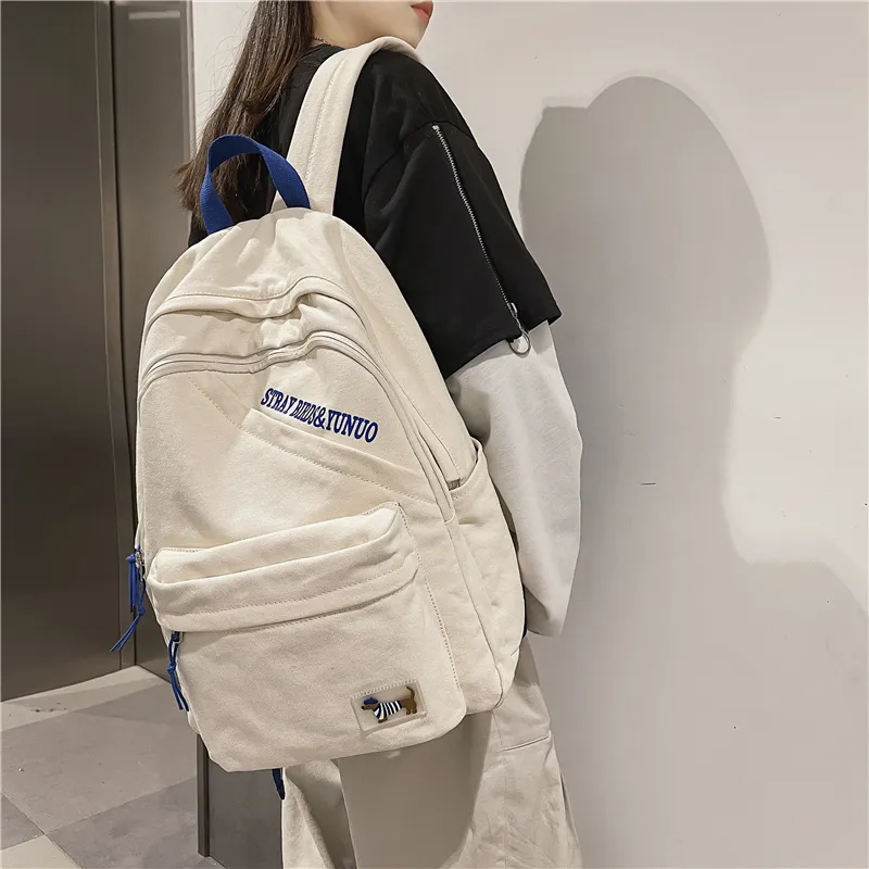 Deli Bear Canvas Backpack Regular Unisex White-2