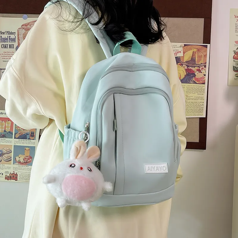 OUZIHUANG Nylon Backpack Large Size Unisex Pink/Blue/White/Black/Yellow/Green-27