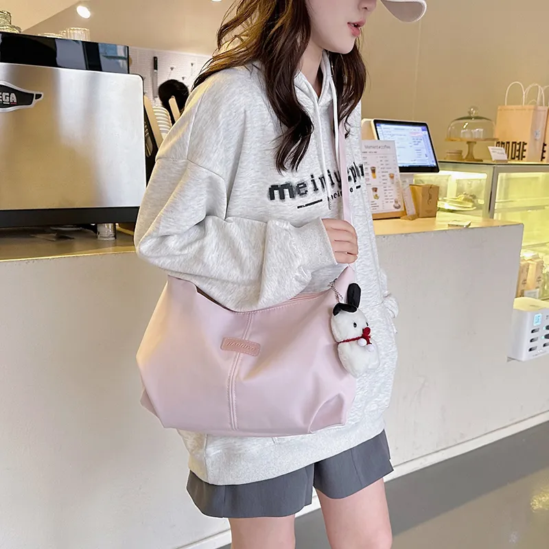 OUZIHUANG Nylon Crossbody Bag Shoulder Bag Regular Unisex Black/White/Purple/Pink-21