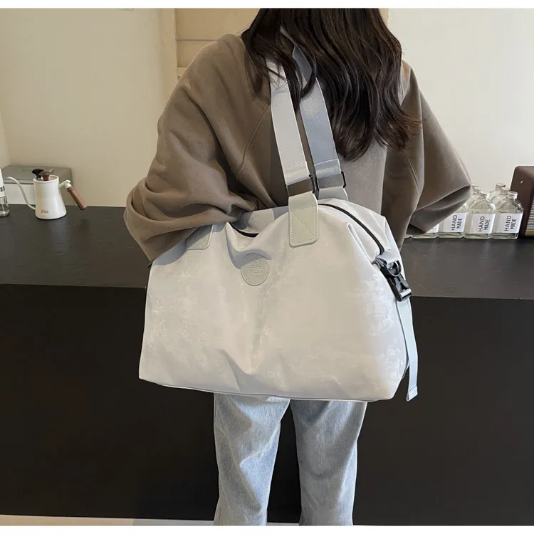 OUZIHUANG Pu Travel Bag Women's Khaki/Blue/Silver/Pink-6