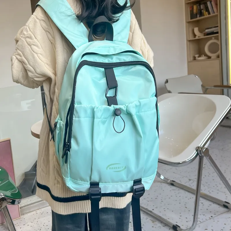Deli Bear Nylon Backpack Regular Women's White/Pink/Black/Green-18