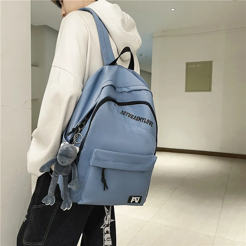 OUZIHUANG Nylon Backpack Unisex Black/Ecru/Red/Blue-13