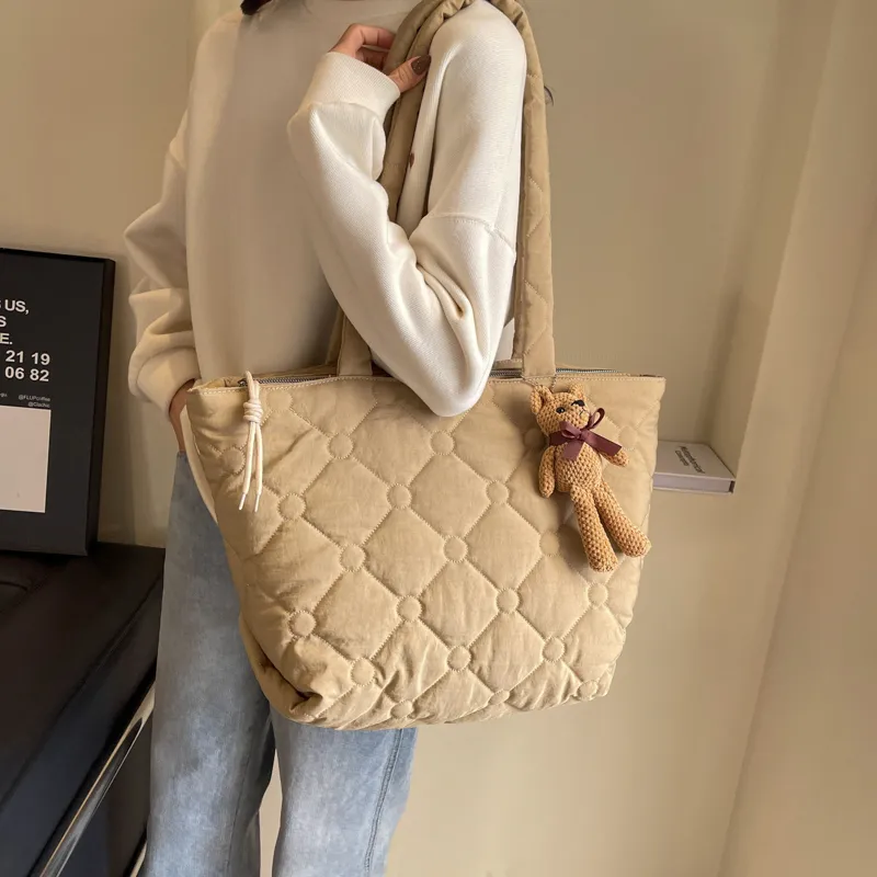 OUZIHUANG Canvas Tote Bag, Shopping Bag, Shoulder Bag Women's Coffee/Khaki/Ecru/Black-11