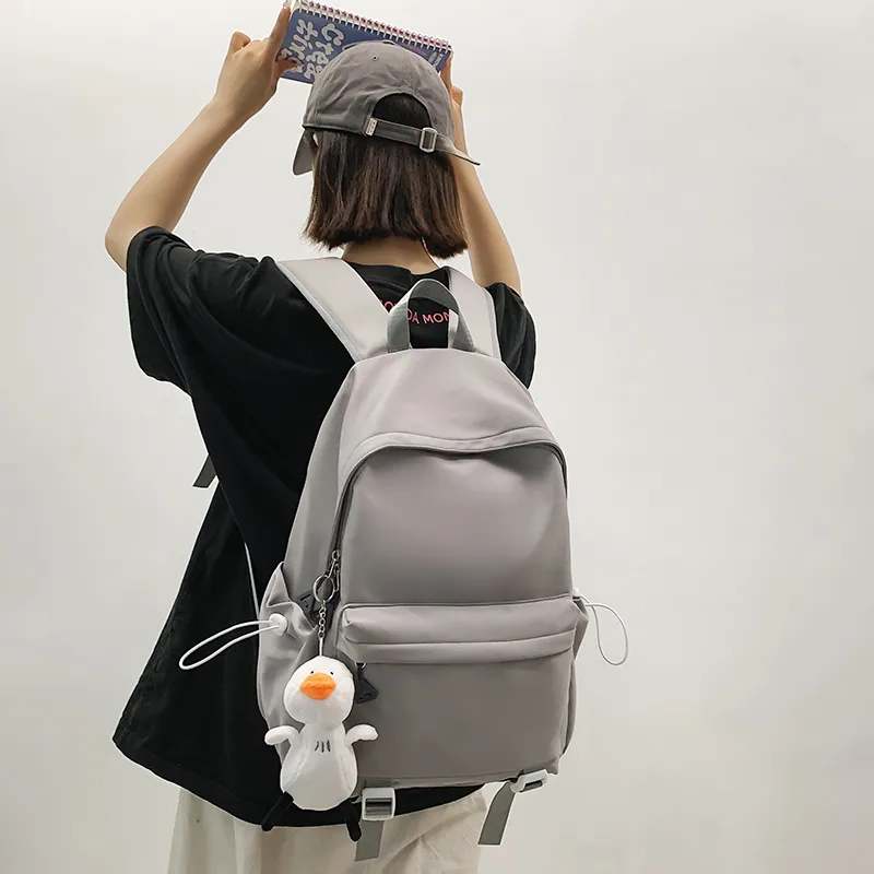 OUZIHUANG Nylon Backpack Unisex Black/White/Yellow/Gray-15