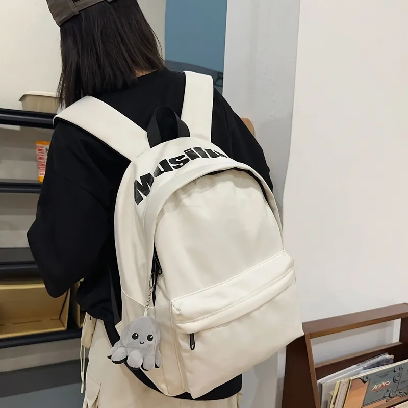 Deli Bear Nylon Backpack Unisex Black/White/Light Blue/Red/Yellow Brown-22