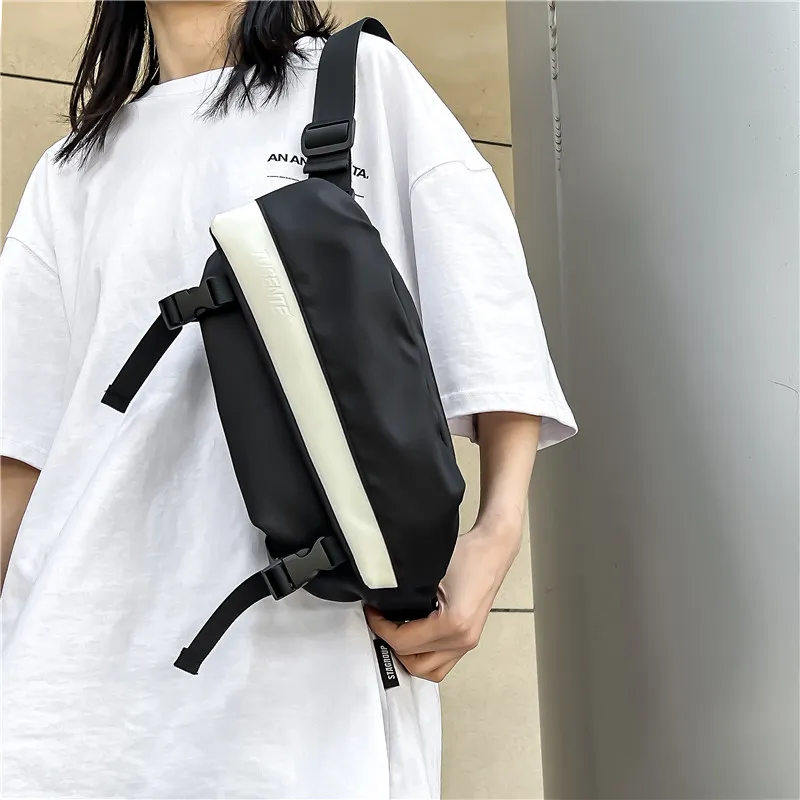Deli Bear Microfiber Synthetic Leather Sling Bag Regular Unisex Black White & Color/Black-3
