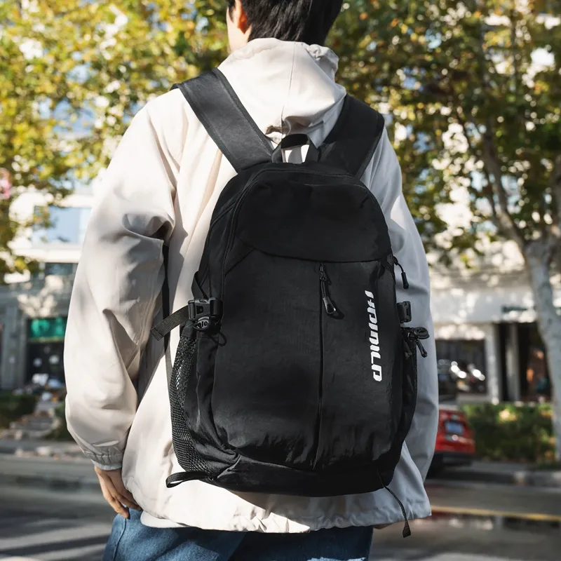 OUZIHUANG Nylon Backpack Regular Unisex Black/Ecru/Gray/Khaki-2