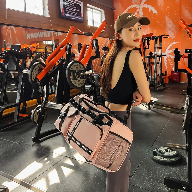 Deli Bear Nylon Gym Bag Unisex Black/Pink/Khaki/Blue/Yellow/Army Green-5