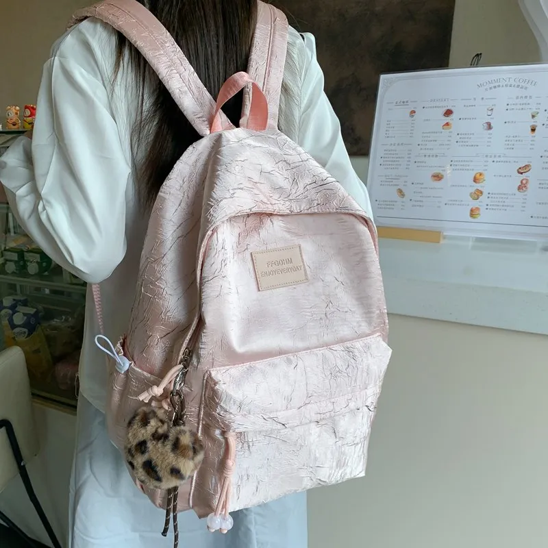 Deli Bear Composite Fabric Backpack Large Size Unisex Pink/Black/Blue/Green/Ecru Small Size Pink/Black/Blue/Green/Ecru-1