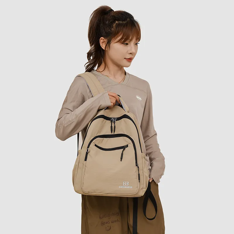 OUZIHUANG Oxford Backpack Regular Unisex Pink/Coffee/Black/Beige-5