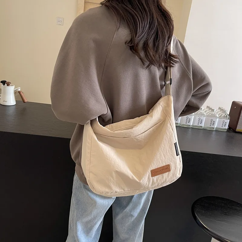 OUZIHUANG Nylon Shoulder Bag Crossbody Bag Regular Unisex Black/Khaki/Green/Ecru/Orange-32