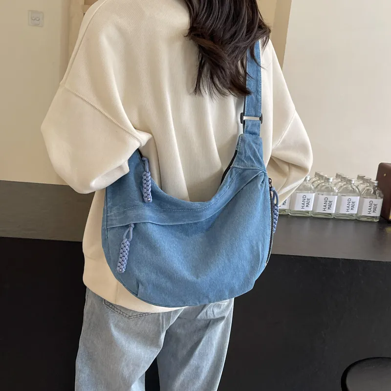 OUZIHUANG Denim Shoulder Bag, Crossbody Bag Women's Multicolor-3