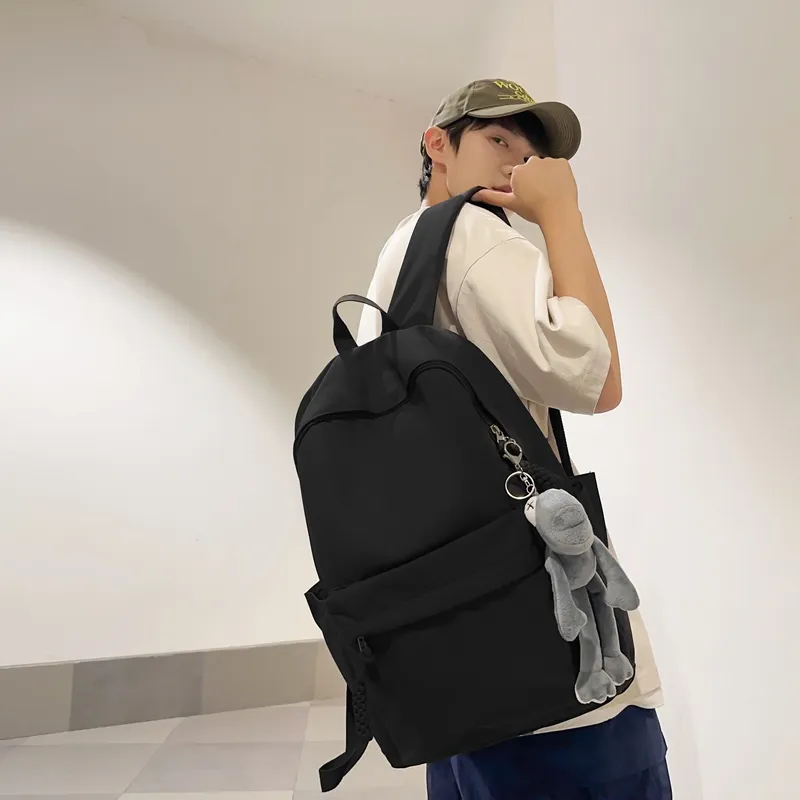 OUZIHUANG Nylon Backpack Unisex Black/Light Gray/Red/Dark Blue/Light Green-3