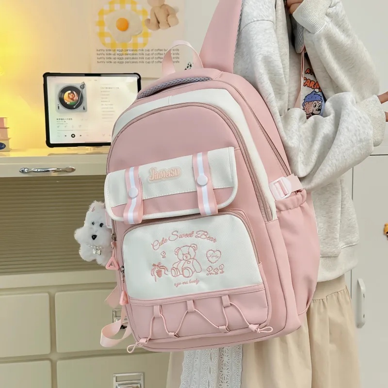 Deli Bear Polyester Backpack Regular Unisex Pink/Yellow/Blue/Black/Red-3