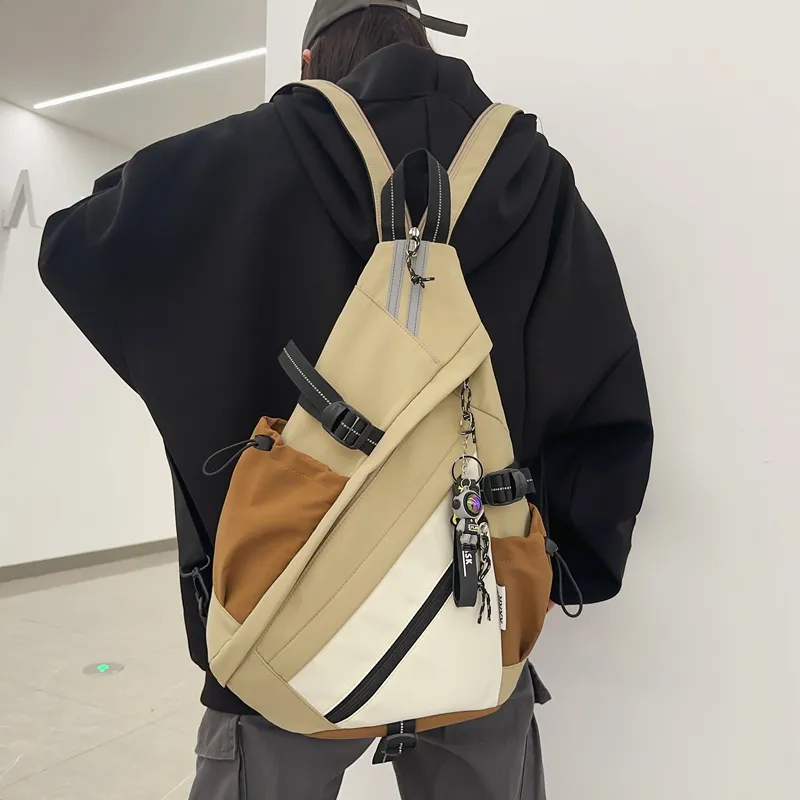 Deli Bear Nylon Backpack Regular Men's Black/Red/White Blue/Khaki-7