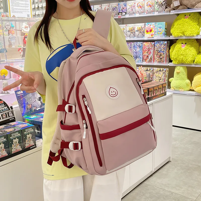Deli Bear Nylon Backpack Large Size Unisex Pink \ Blue \ Black \ Khaki \ Green-1