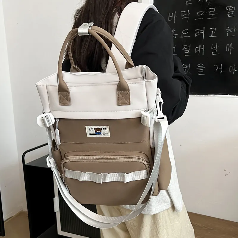 Deli Bear Canvas Canvas Bag Backpack Regular Unisex Green/Blue/Orange/Khaki/Black/Purple-16