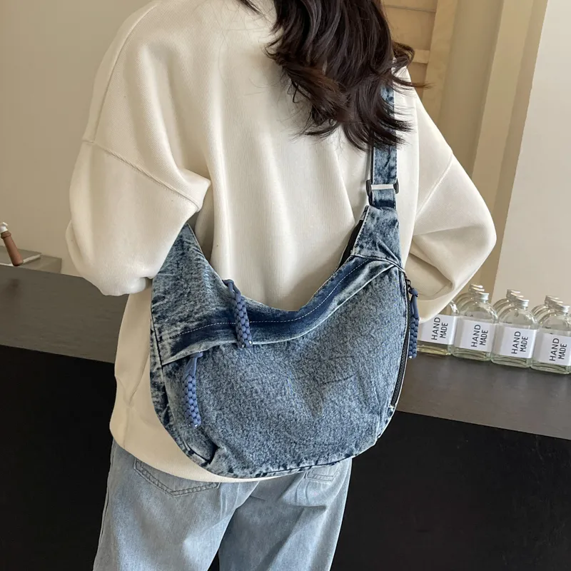 OUZIHUANG Denim Shoulder Bag, Crossbody Bag Women's Multicolor-31