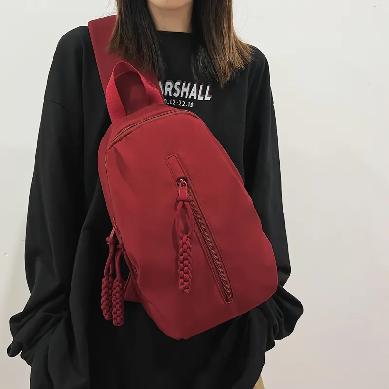 Deli Bear Nylon Crossbody Bags Sling Bags Regular Unisex White/Red/Black-10