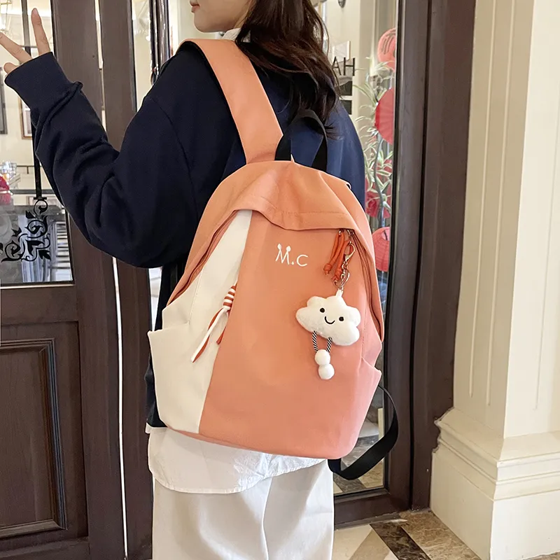 OUZIHUANG Nylon Backpack Regular Women's Lemon/Orange/Haze Blue/Classic Black/Withered Leaf Green-6