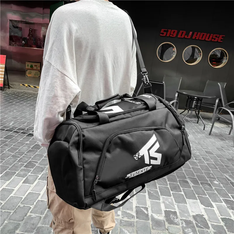 Deli Bear Oxford Luggage Bag Gym Bag Travel Bag Regular Unisex Black/Gray/Red-2