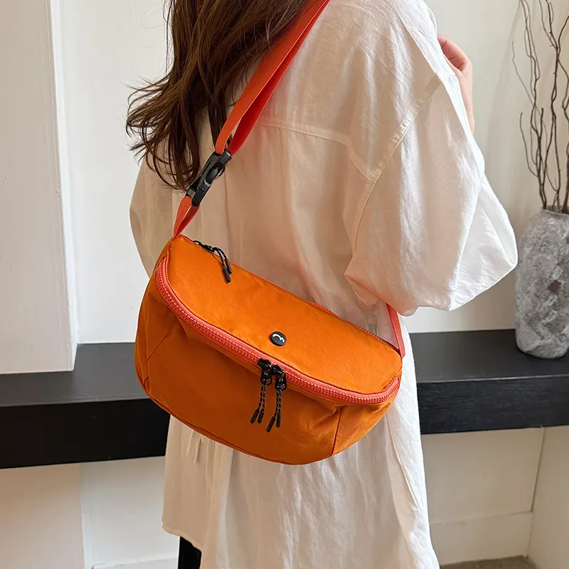 OUZIHUANG Nylon Fabric Shoulder Bag Crossbody Bag Unisex Black/Orange/Green/Khaki/Gray-34