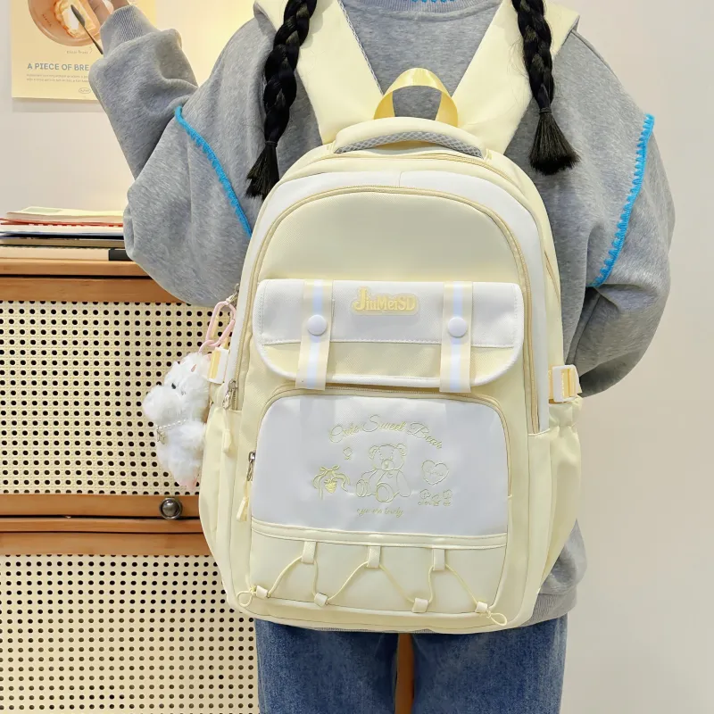 Deli Bear Polyester Backpack Regular Unisex Pink/Yellow/Blue/Black/Red-9