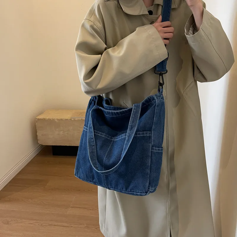 OUZIHUANG Denim Crossbody One Shoulder Handbag Women's Multicolor-3