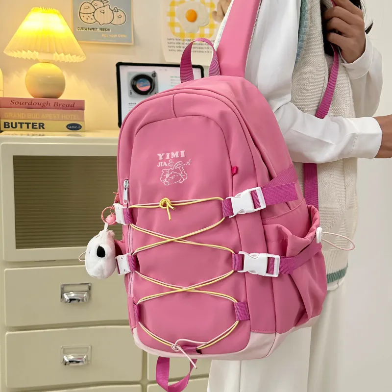 Deli Bear Nylon Backpack Unisex Pink/Blue/Black/Purple/Ecru-3