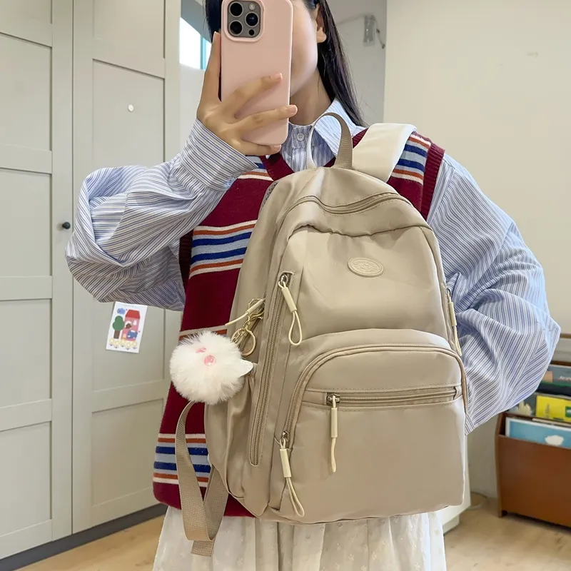 Deli Bear Nylon Backpack Regular Unisex Black \ Green \ Pink \ Khaki-19