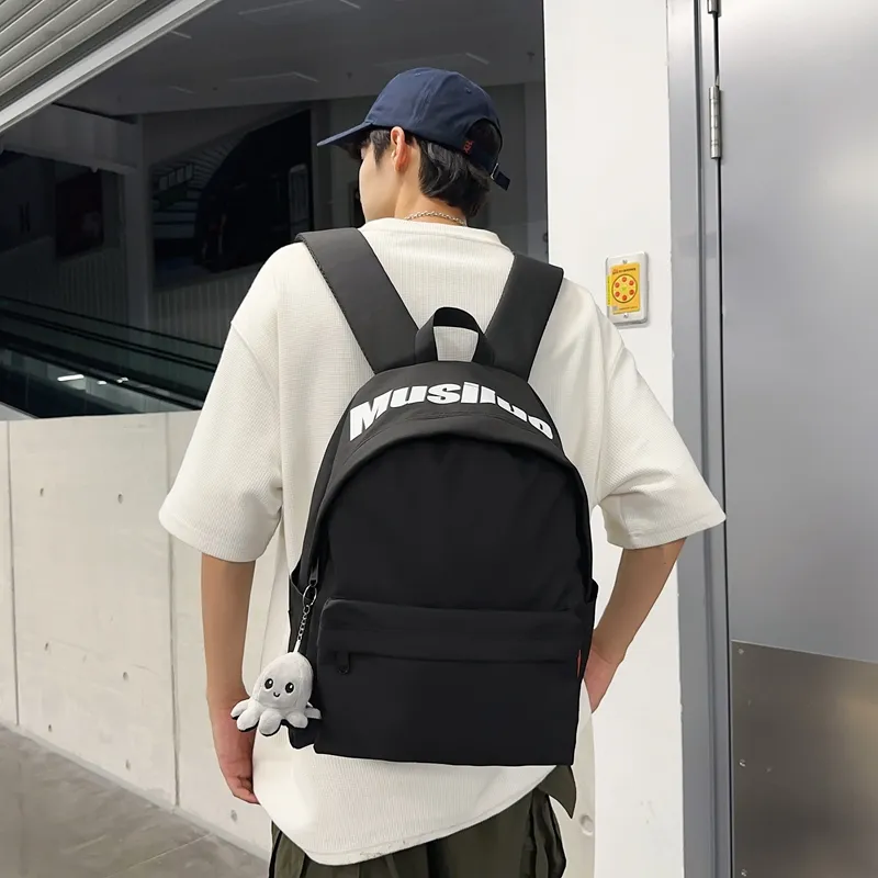 Deli Bear Nylon Backpack Unisex Black/White/Light Blue/Red/Yellow Brown-15