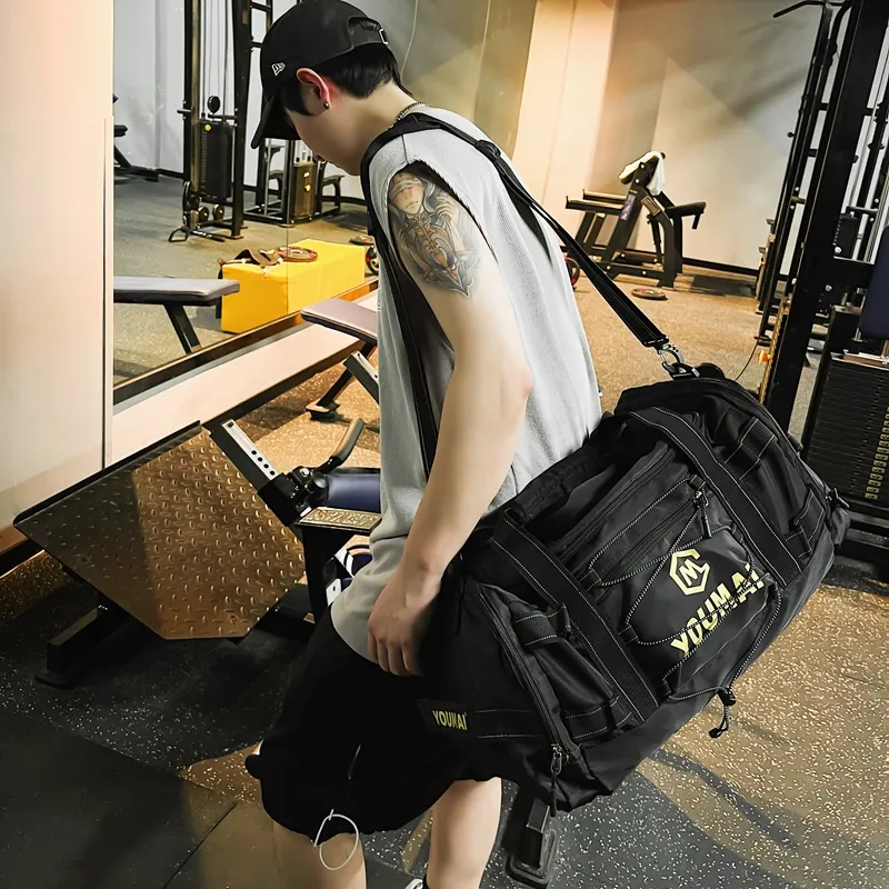 Deli Bear Nylon Fabric Gym Bag Unisex Black \ Pink \ Khaki \ Blue \ Yellow \ White \ Turquoise-1