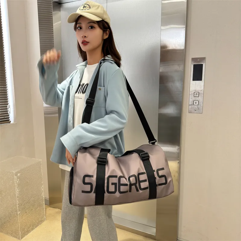 OUZIHUANG Nylon Travel Bag Unisex Pink/Silver/Green/Black-3