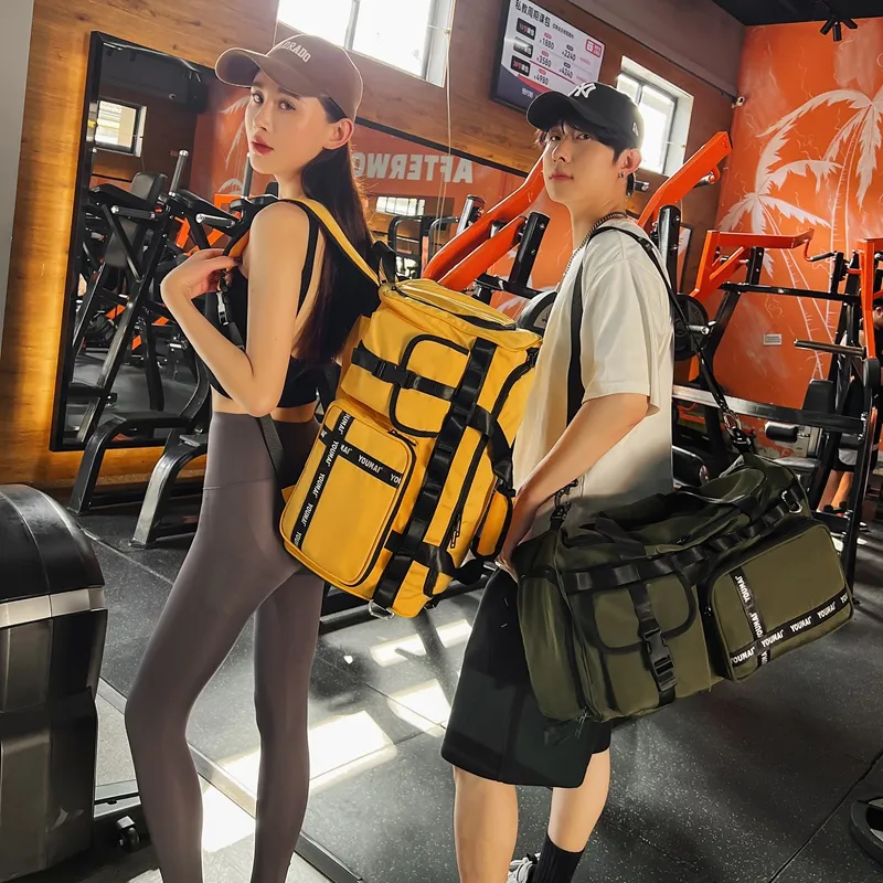 Deli Bear Nylon Gym Bag Unisex Black/Pink/Khaki/Blue/Yellow/Army Green-14