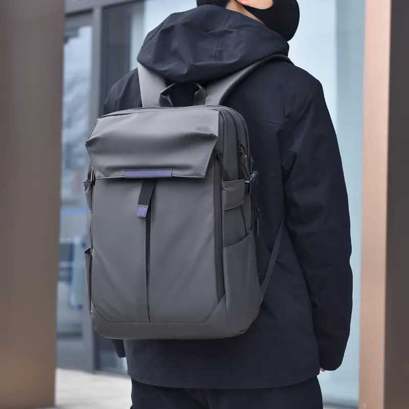 Deli Bear Nylon Laptop Backpack Regular Men's Blue/Gold/Gray/Black-9