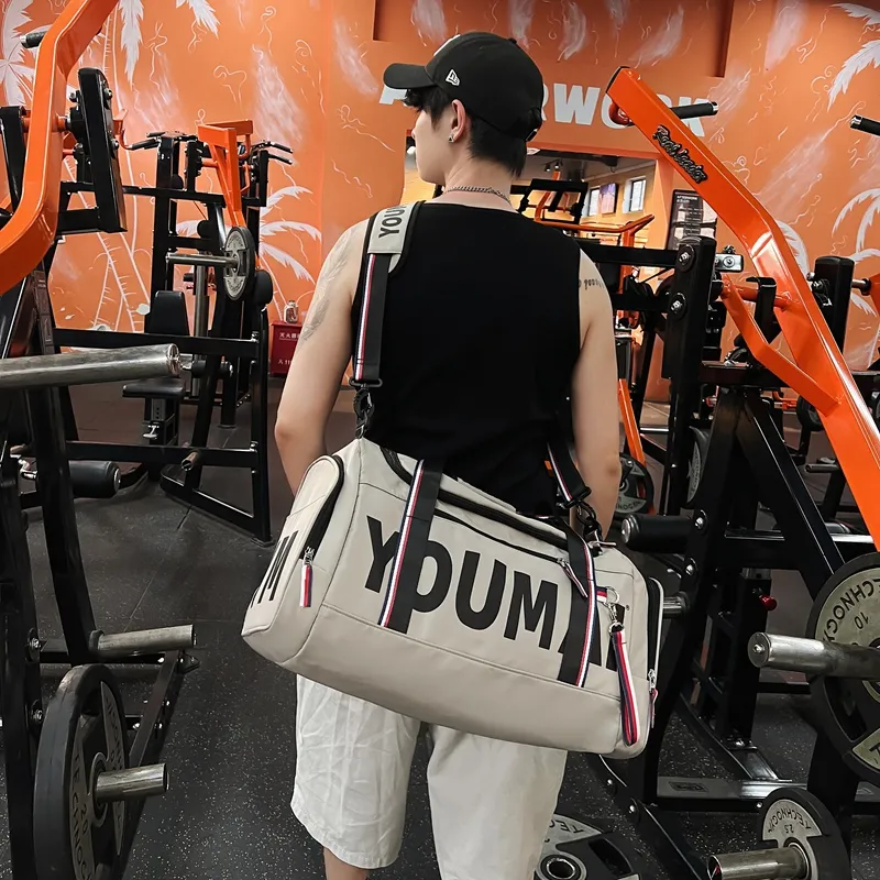 Deli Bear Nylon Gym Bag Unisex Black Khaki/Red/Pink-12