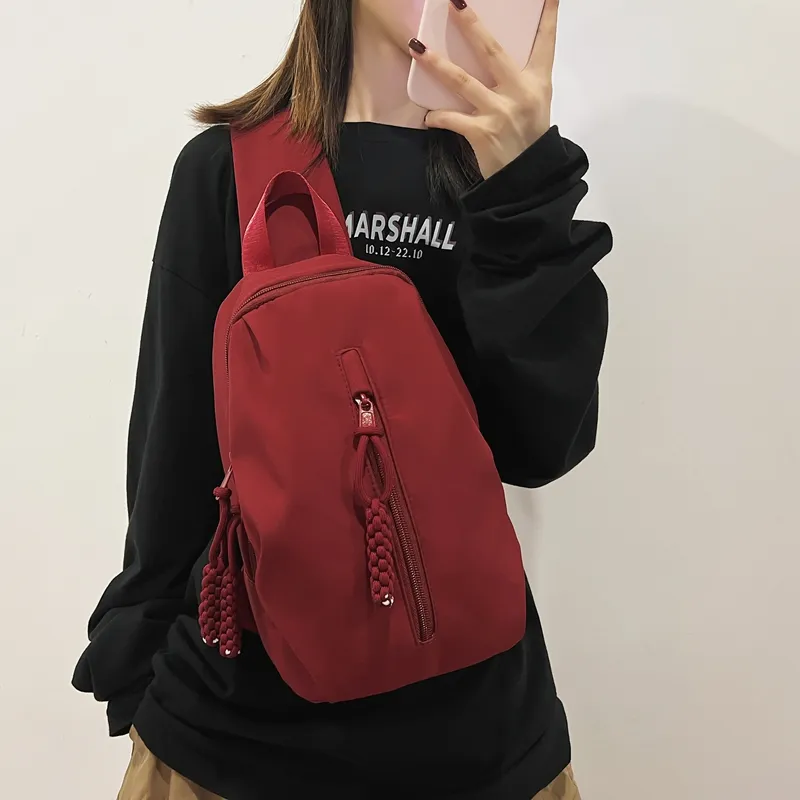 Deli Bear Nylon Crossbody Bags Sling Bags Regular Unisex White/Red/Black-14