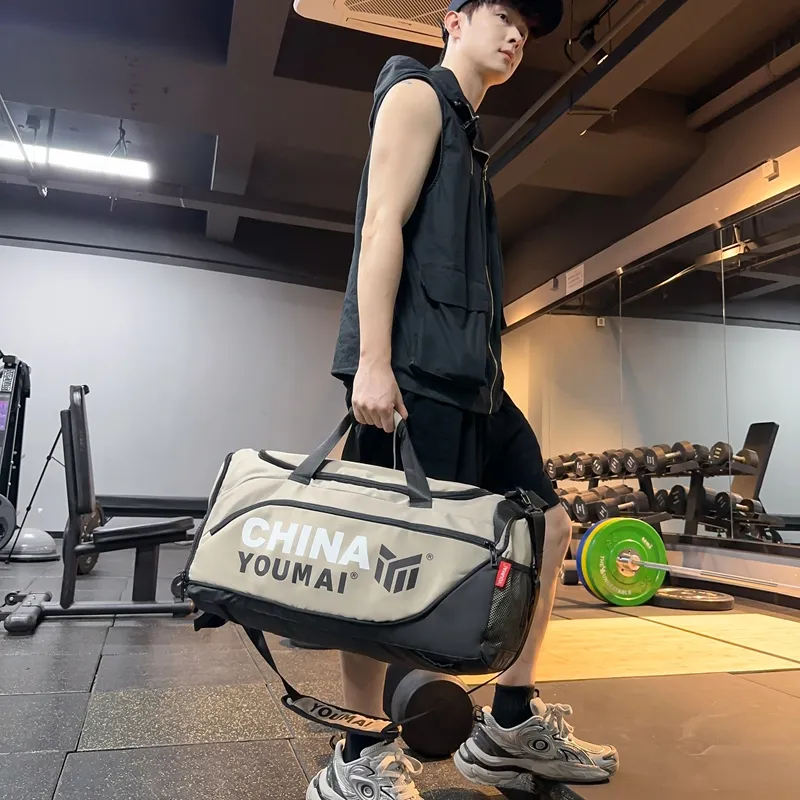 Deli Bear Nylon Gym Bag Large Size Unisex Black/Pink/Khaki/Rose Red/Yellow/Army Green-13