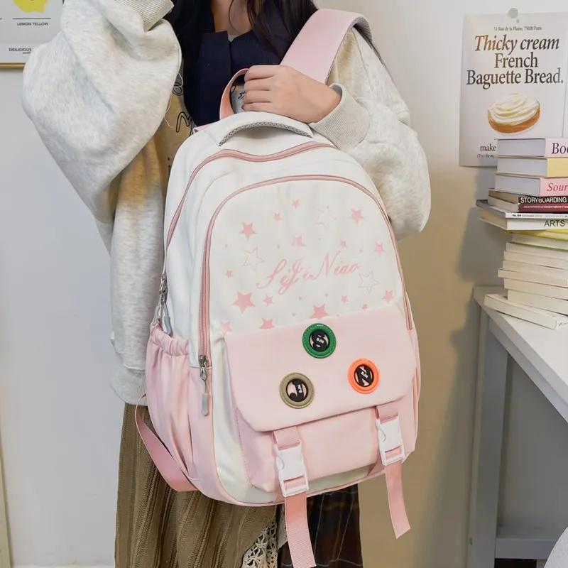 Tong Tong Rabbit Nylon Backpack Regular Women's Pink/Black/Blue/Khaki/Red-1