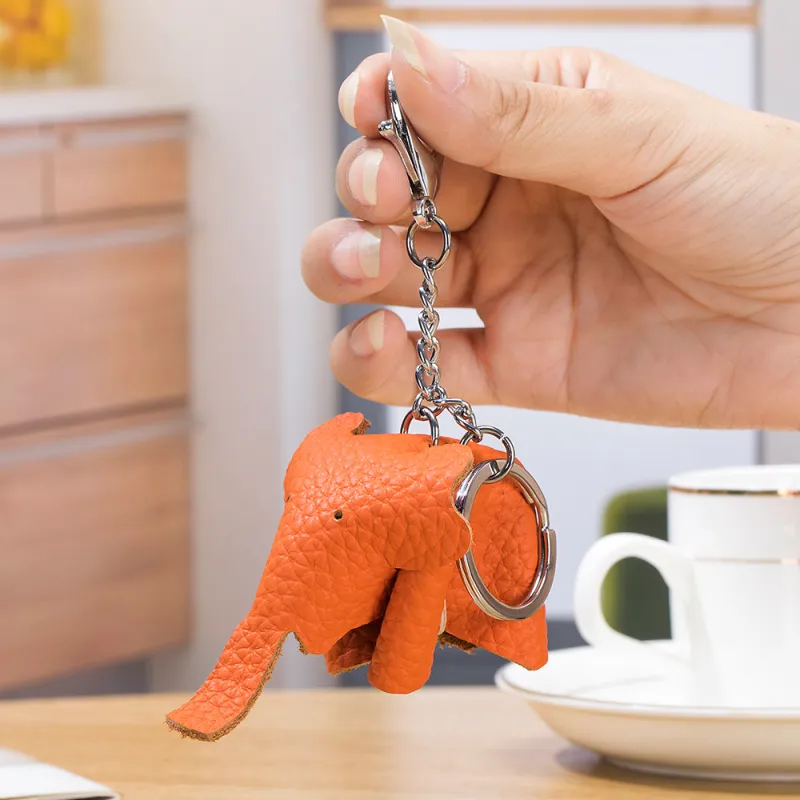 Tong Tong Rabbit Top Grain Cow Leather Keychains Unisex-4